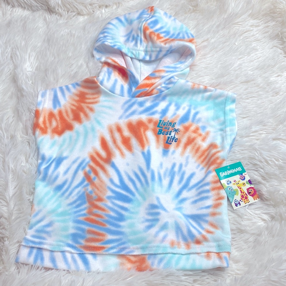 Garanimals Tye Dye Orange & Blue Living My Best Life Short Sleeve Hoodie